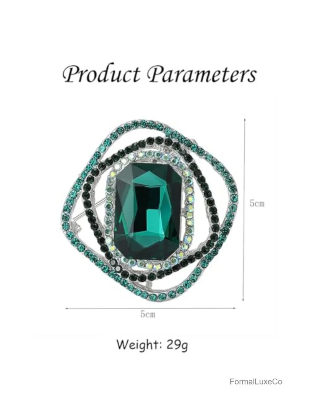 Elegant Austrian Crystal Square Brooch Pin for Women, Zinc Alloy